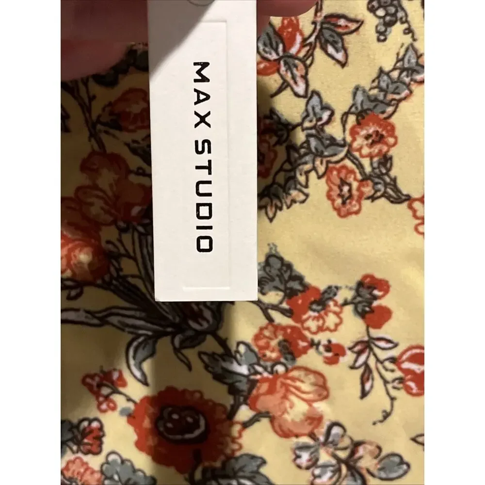 Max Studio Yellow Floral Ruffled Wrap Skirt M NWT Long Boho Lightweight